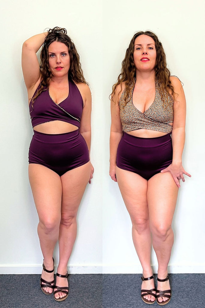 Gina Top in Wildcat & Eggplant