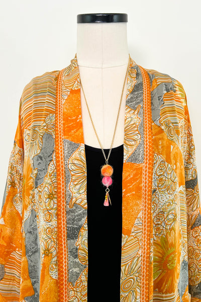 Short Upcycled Robe ~ Tangerine