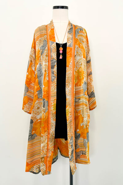 Short Upcycled Robe ~ Tangerine