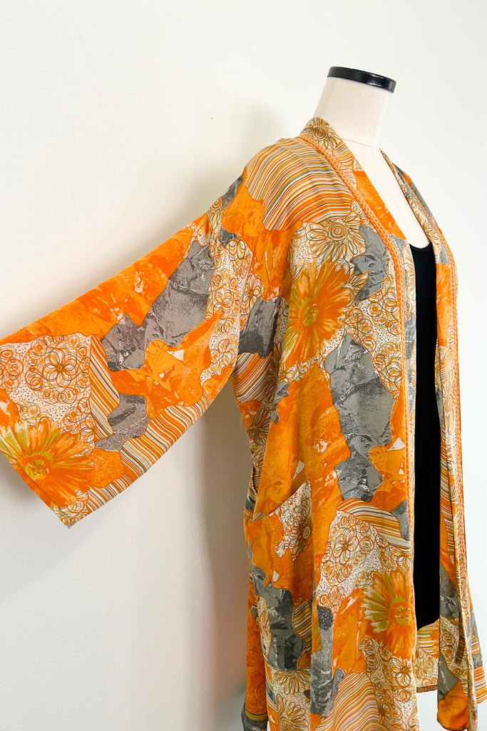 Short Upcycled Robe ~ Tangerine