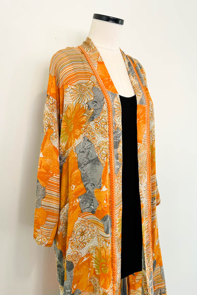 Short Upcycled Robe ~ Tangerine