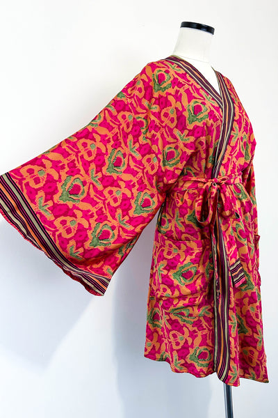 Short Upcycled Kimono Robe ~ Lorelai