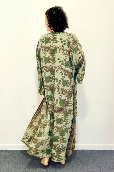 Long Upcycled Kimono Robe ~ Elysian