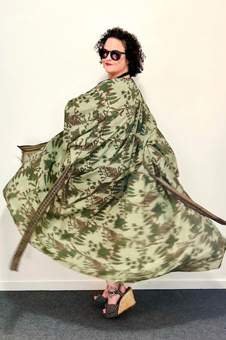 Long Upcycled Kimono Robe ~ Elysian