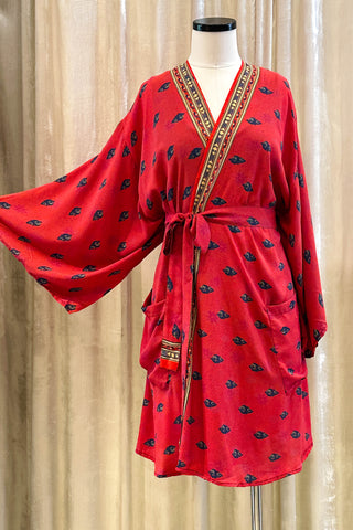 Short Kimono Robe Upcycled ~ Peachy