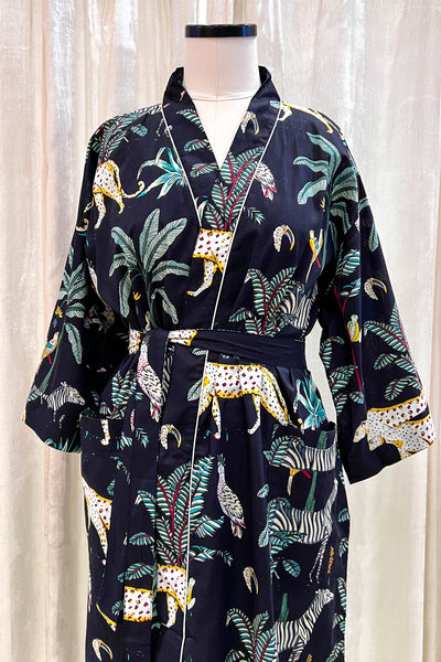 Cotton Robe ~ Black Jungle