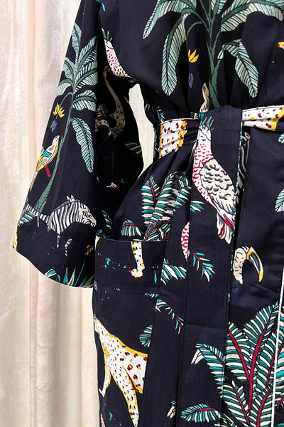 Cotton Robe ~ Black Jungle