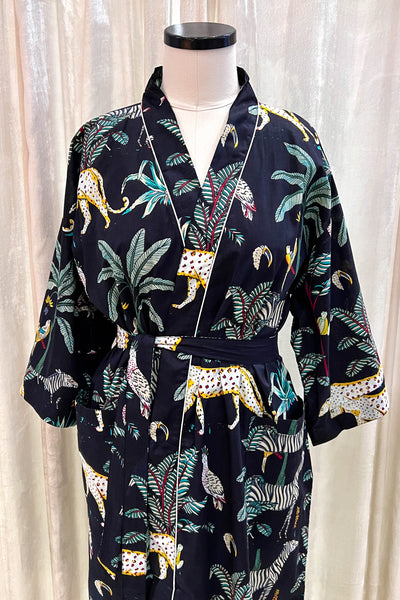 Cotton Robe ~ Black Jungle