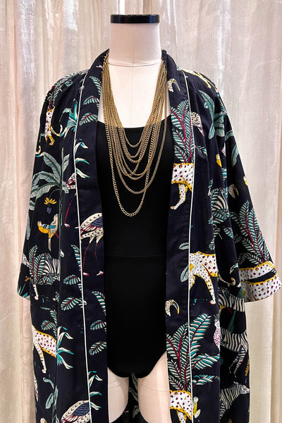 Cotton Robe ~ Black Jungle