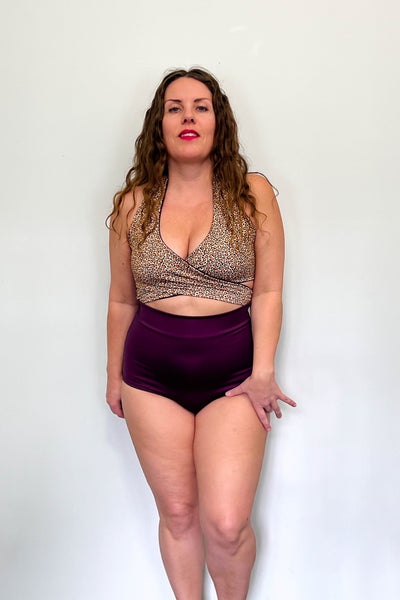 Gina Top in Wildcat & Eggplant
