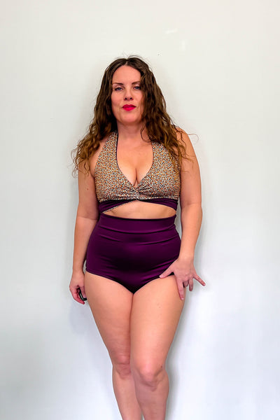 Gina Top in Wildcat & Eggplant