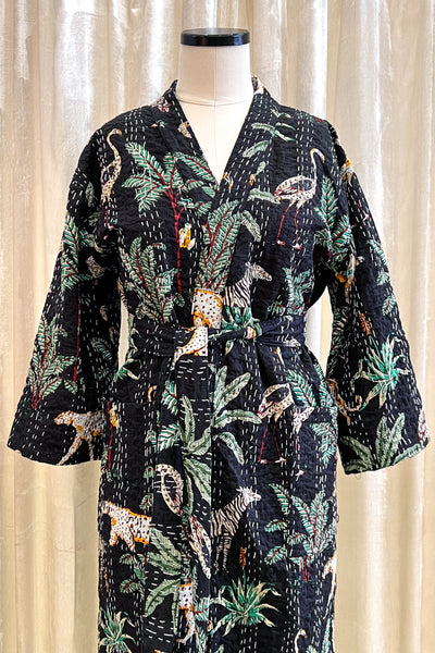 Kantha Robe ~ Black Jungle