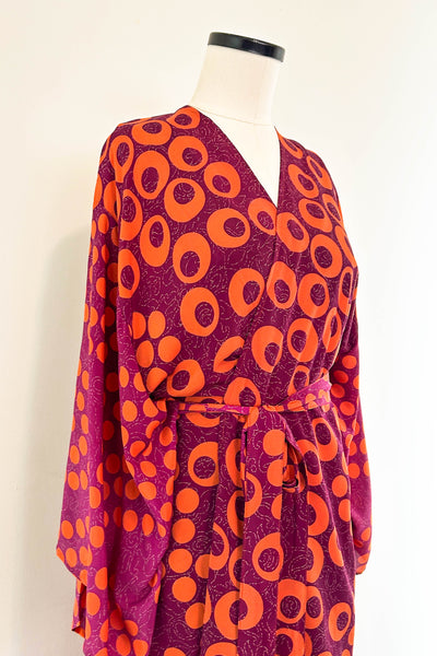 Short Upcycled Kimono Robe ~ Groove is in the Heart
