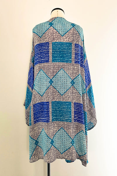 Short Upcycled Kimono Robe ~ Sapphira Cristal
