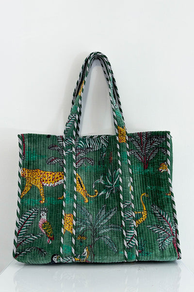 Velvet Tote ~ Green Jungle