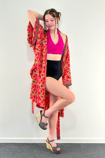 Short Upcycled Kimono Robe ~ Lorelai