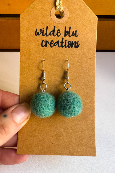 Wool Earrings in Sage Brush