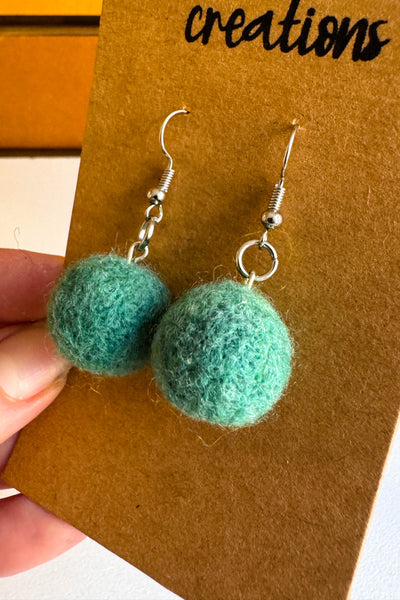 Wool Earrings in Sage Brush