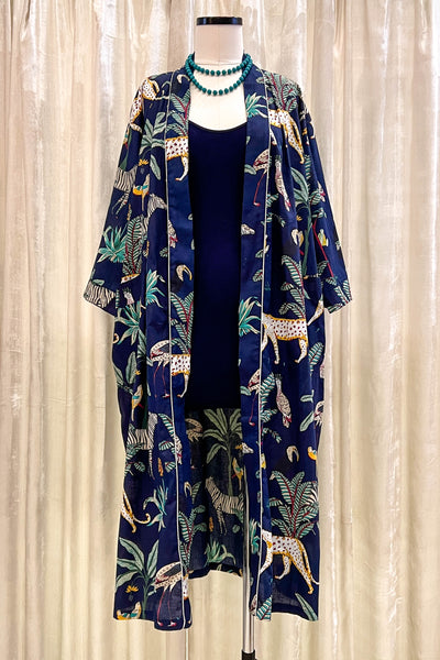 Cotton Robe ~ Navy Jungle
