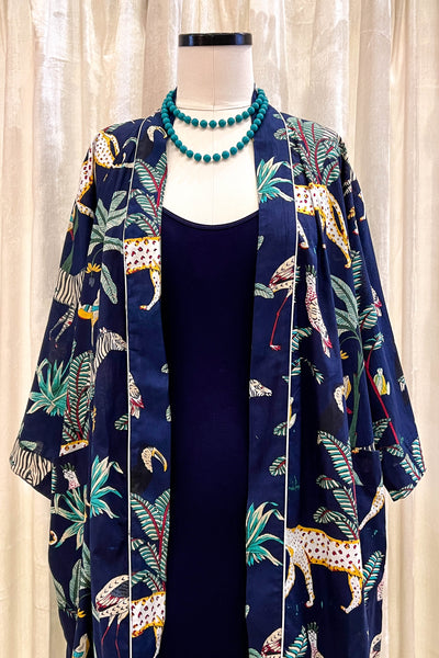 Cotton Robe ~ Navy Jungle