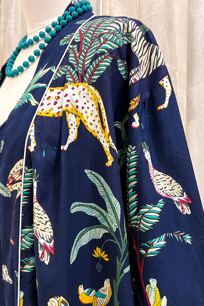 Cotton Robe ~ Navy Jungle