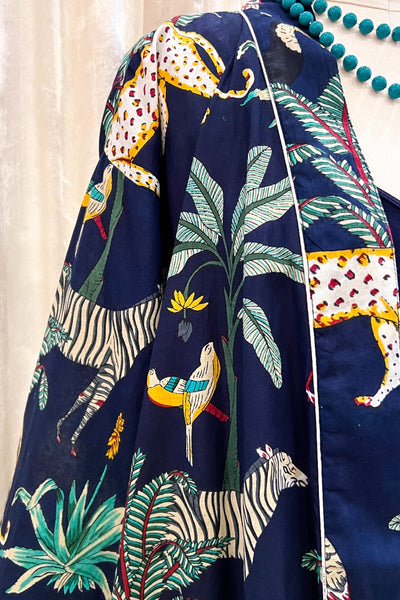 Cotton Robe ~ Navy Jungle