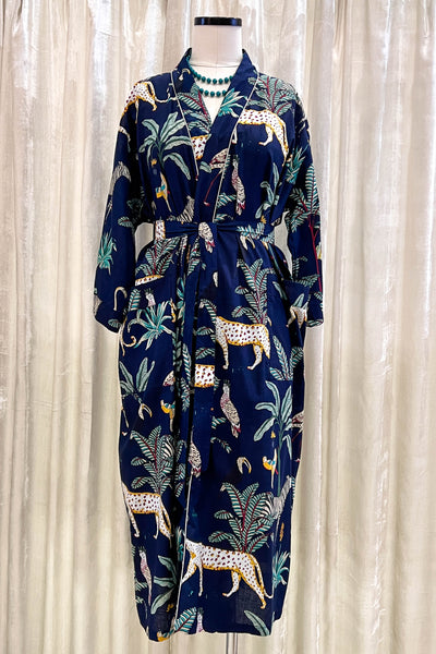 Cotton Robe ~ Navy Jungle