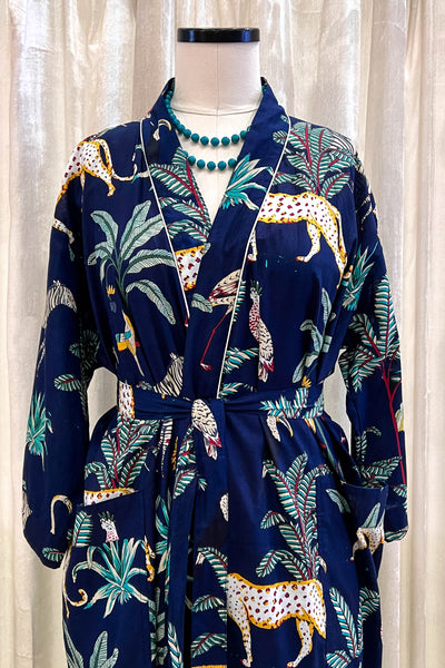Cotton Robe ~ Navy Jungle
