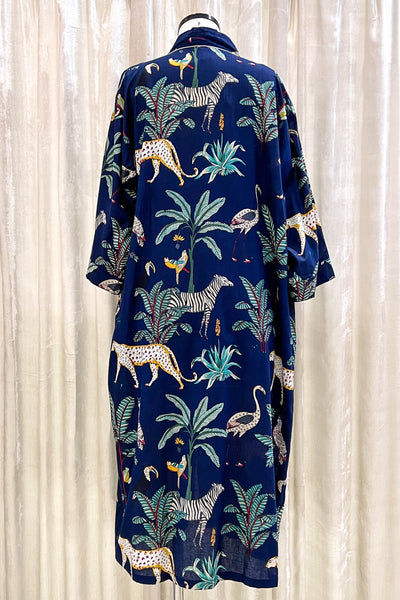 Cotton Robe ~ Navy Jungle