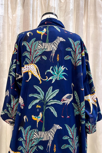 Cotton Robe ~ Navy Jungle
