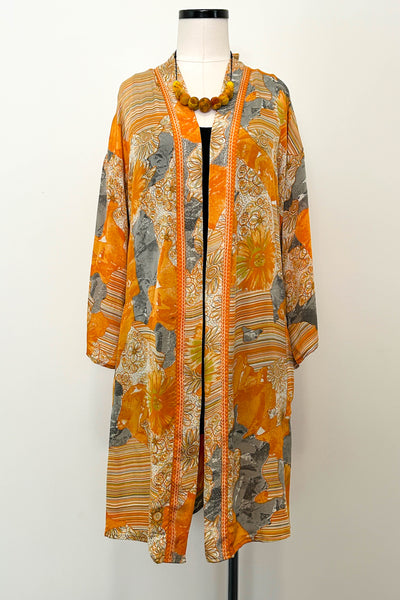 Short Upcycled Robe ~ Tangerine