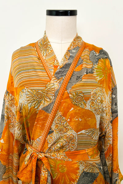 Short Upcycled Robe ~ Tangerine