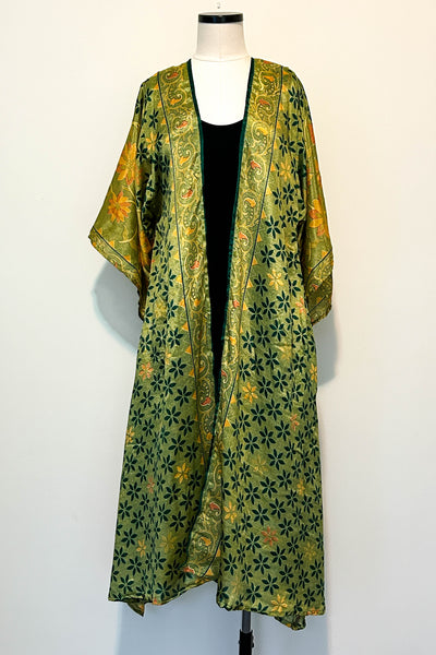 Long Upcycled Kimono Robe ~ Labyrinth