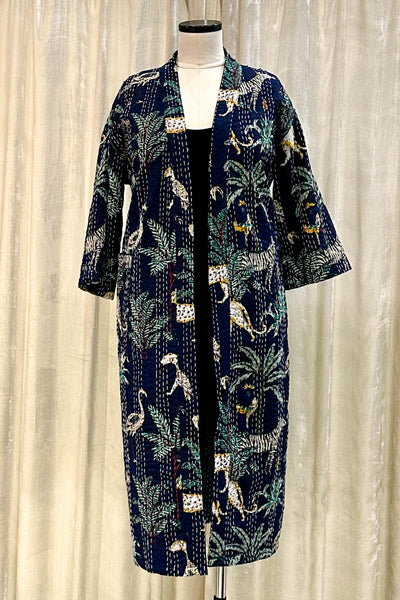 Kantha Robe ~ Navy Jungle