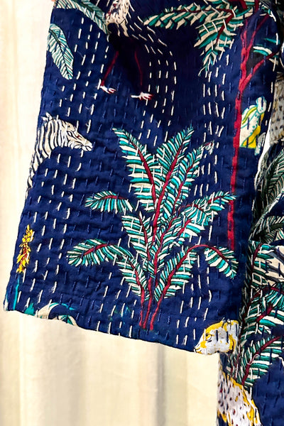 Kantha Robe ~ Navy Jungle