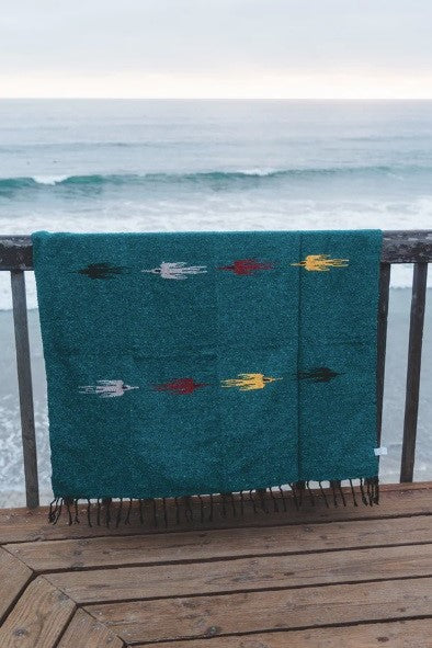 Thunderbird Baja Blanket ~ Turquoise