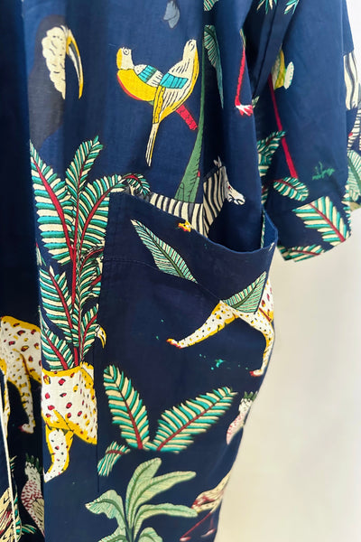 Cotton Robe ~ Navy Jungle