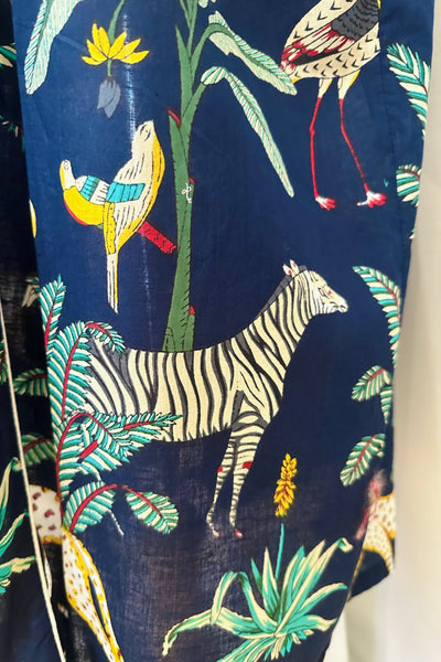 Cotton Robe ~ Navy Jungle