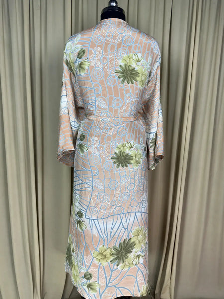 Boho Kimono House Robe Recycle Silk Beach Coverup - One Size