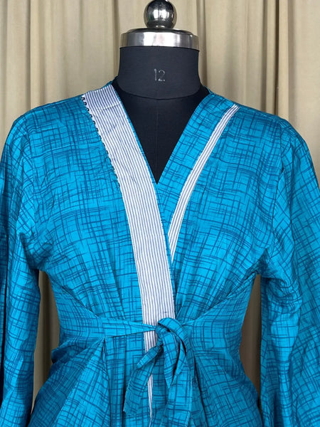 Recycle Silk Kimono Flowy Gown House Robe Boho Beach Coverup