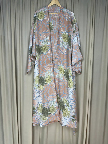 Boho Kimono House Robe Recycle Silk Beach Coverup - One Size