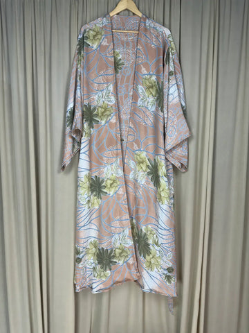 Boho Kimono House Robe Recycle Silk Beach Coverup - One Size