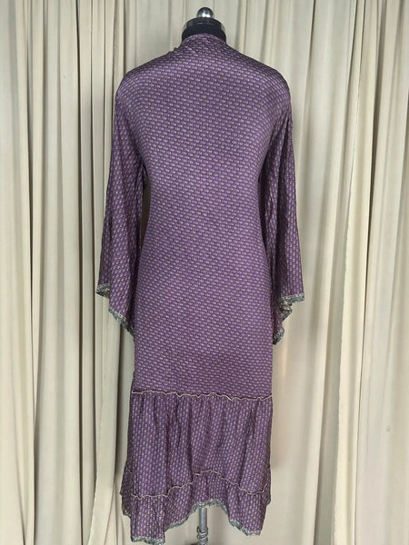 Recycle Silk Kimono Flowy Gown House Robe Boho Beach Coverup