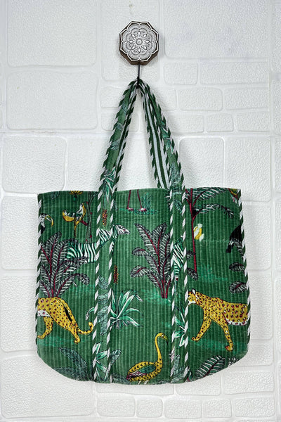 Velvet Tote ~ Green Jungle