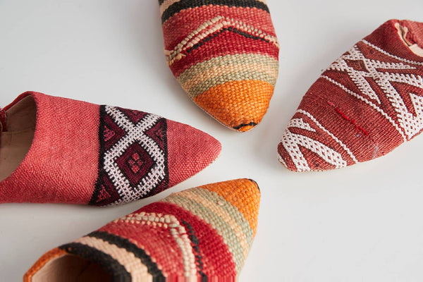 Upcycled Moroccan Kilim Slippers SMALL