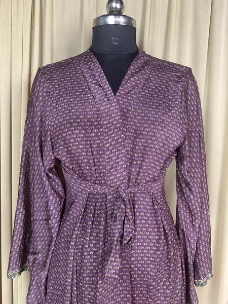 Recycle Silk Kimono Flowy Gown House Robe Boho Beach Coverup