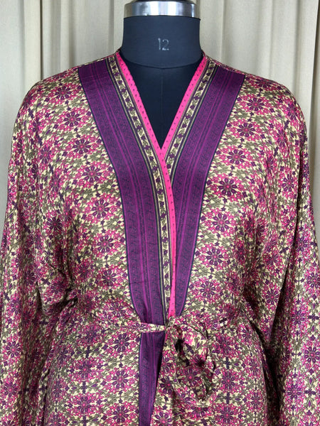 Boho Kimono House Robe Recycle Silk Beach Coverup - One Size