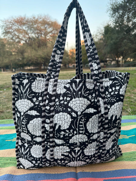 Quilted Cotton Extra Large Tote Bag, Reversible