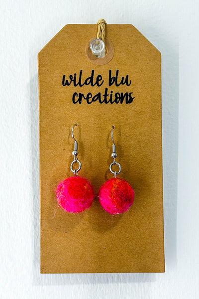 Wool Earrings in Bubble Yum