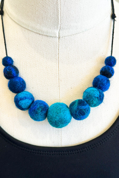 Wool Necklace in Deep Blue Sea